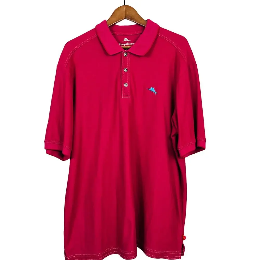 Tommy Bahama Knit Polo Short Sleeve Pink - XL
